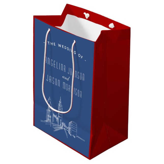 London Wedding Favor Medium Gift Bag (Front Angled)