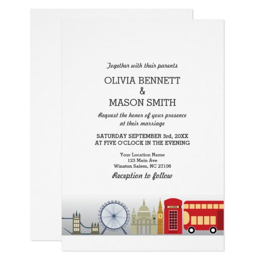 London Wedding Invitation UK England