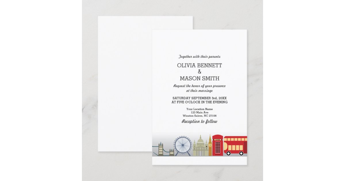 London Wedding Invitation UK England Zazzle