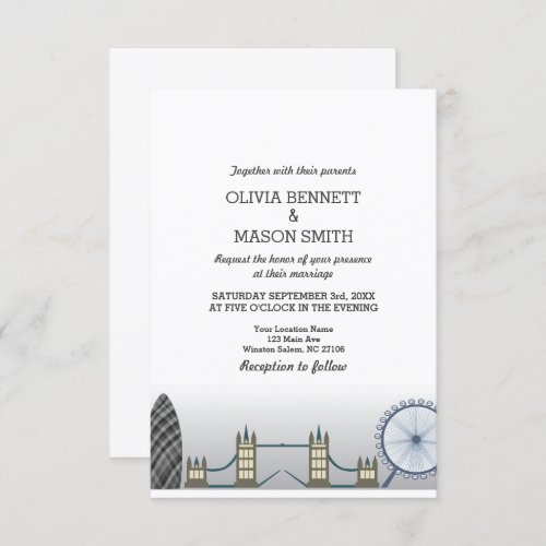 London Wedding Invitation UK England