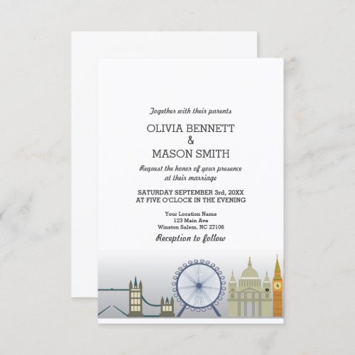 London Wedding Invitation UK England