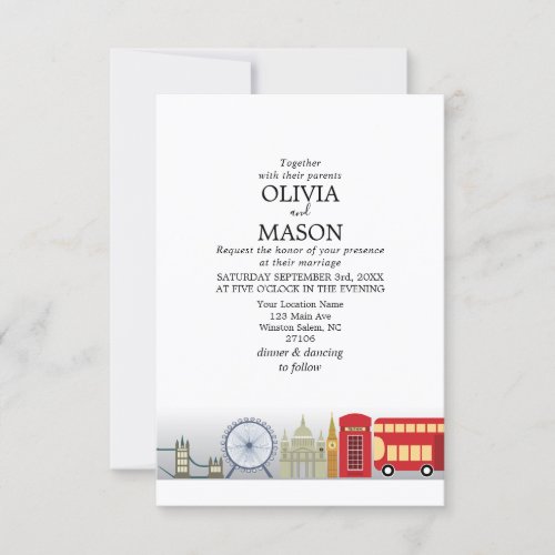 London Wedding Invitation UK England