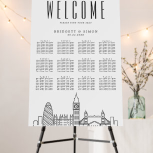 London Wedding   Landmarks 12 Table Seating Chart Foam Board