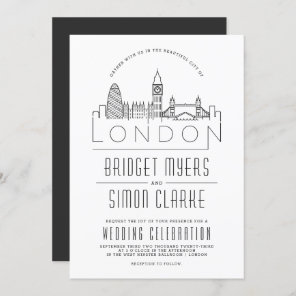 London Wedding | Landmarks Stylized Skyline Invita Invitation