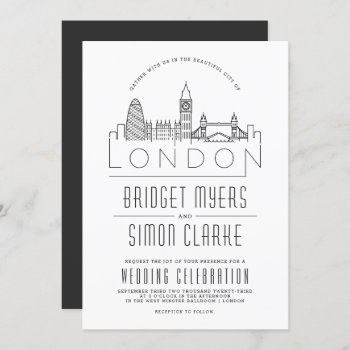 London Wedding | Landmarks Stylized Skyline Invita Invitation by colorjungle at Zazzle
