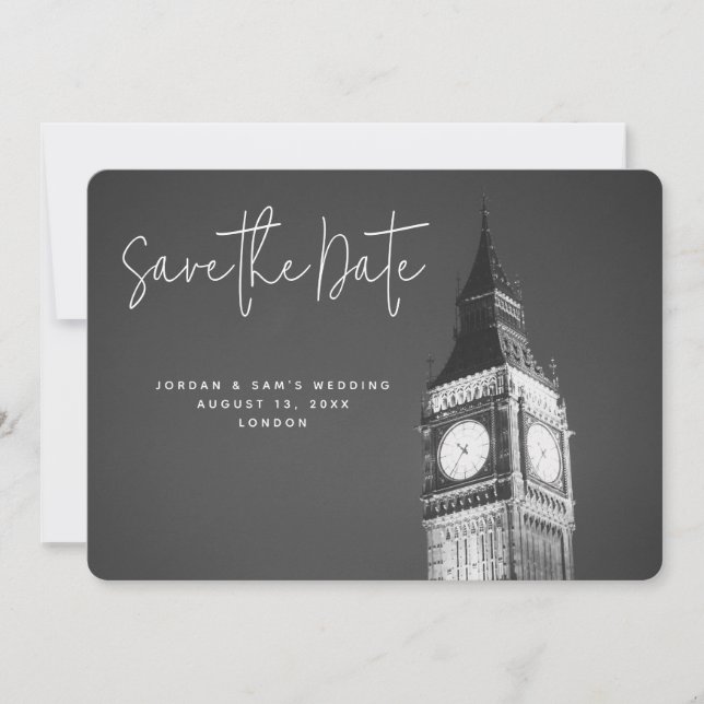 London Wedding Save the Date Big Ben Invitation (Front)