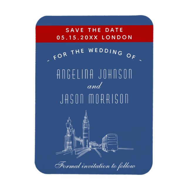 London Wedding Save The Date Invitation Magnet (Vertical)