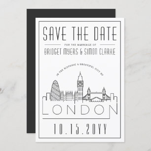 London Wedding   Stylized Horizon Save the Date  Invitation