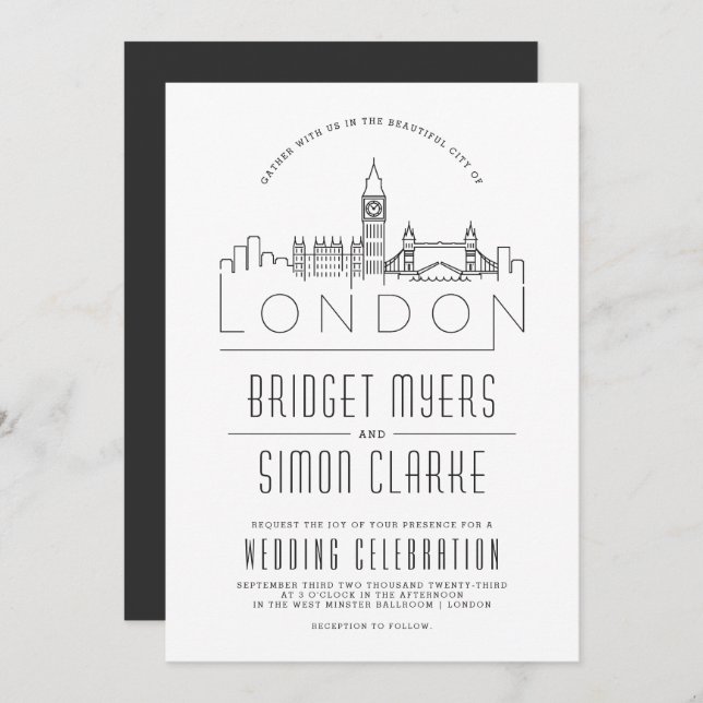 London Wedding | Stylized Skyline Invitation (Front/Back)