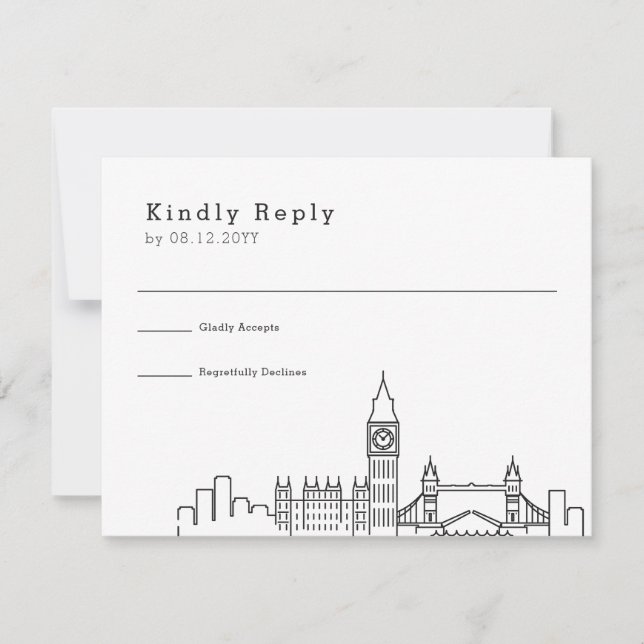 London Wedding | Stylized Skyline RSVP Card (Front)