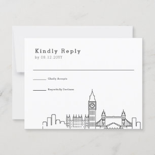 London Wedding   Stylized Skyline RSVP Card