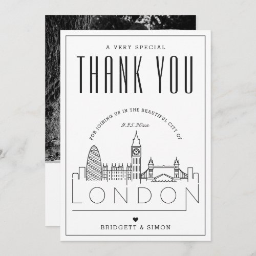London Wedding  Thank You  Photo Card