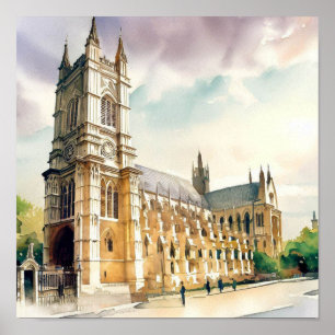 London-Westminster Abbey (B), Watercolor Poster