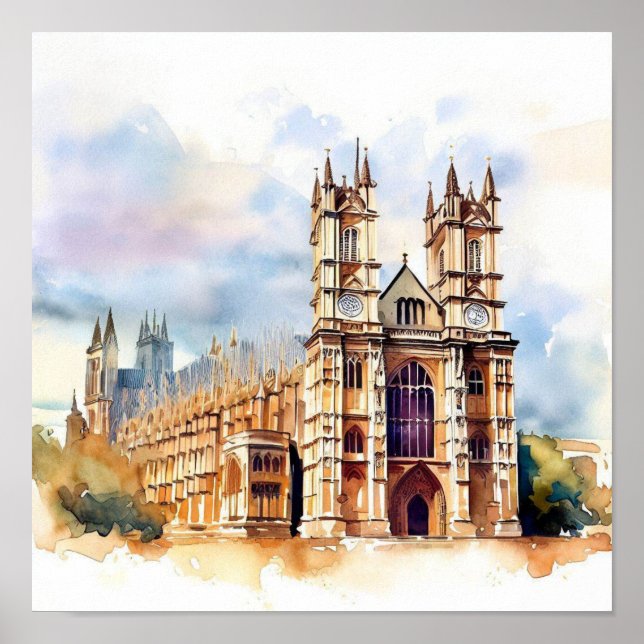 London-Westminster Abbey (C), Watercolor Poster (Front)