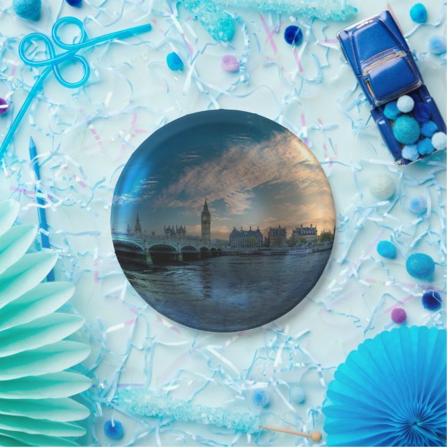 London Westminster Cityscape Photo Ball Paper Plates (Party)