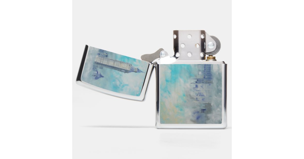 London Westminster Palace Light Blue Painting Zippo Lighter