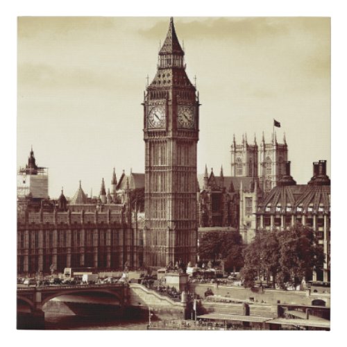 London Westminster with Big Ben and bridge oldlo Faux Canvas Print