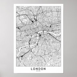 London White Map Poster