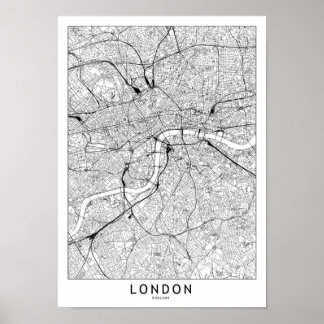 London White Map Poster
