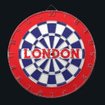 LONDON White, Navy Blue And Red (editable text) Dart Board<br><div class="desc">LONDON White, Navy Blue And Red Colored Dart Board Game Including 6 Brass Darts. You may edit text by selecting the personalization option 🎯Please let me know if you have additional questions and because Zazzle's customer support handles the customer experience you may reach Zazzle customer support by chat, phone or...</div>