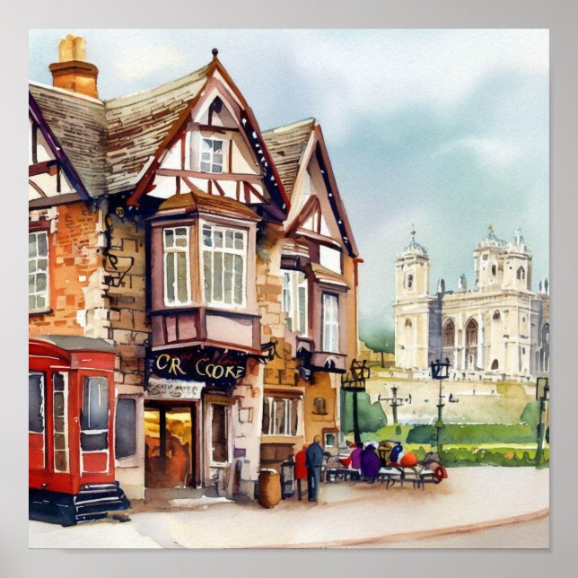 London-Windsor Castle, (D), Watercolor Poster (Front)
