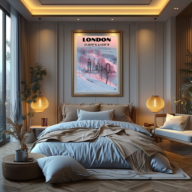 London Winter Skyline Illustration with River Poster (Creator Uploaded)