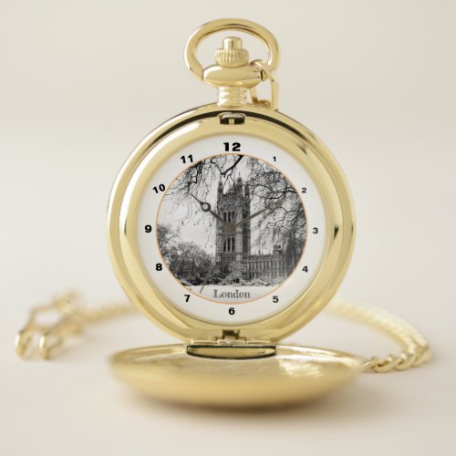 London Winter Westminster Palace British vintage Pocket Watch