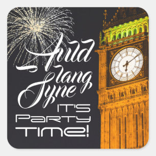 London's Big Ben, New Year's Eve Party Square Sticker