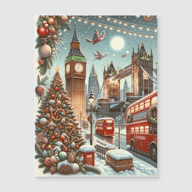 London's Festive Splendor - Vibrant Christmas Car (Front)