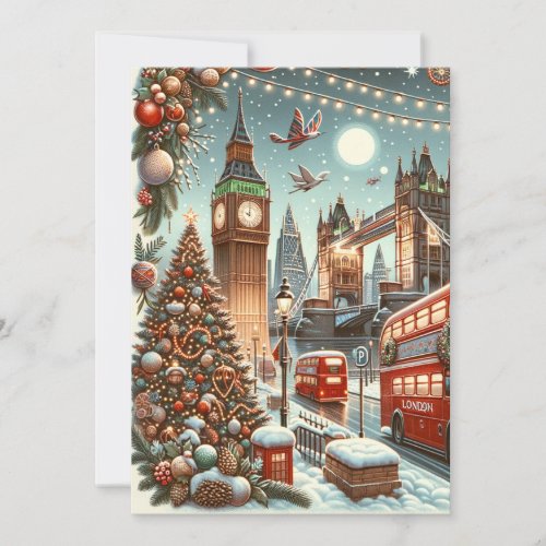 Londons Festive Splendor _ Vibrant Christmas Car Thank You Card