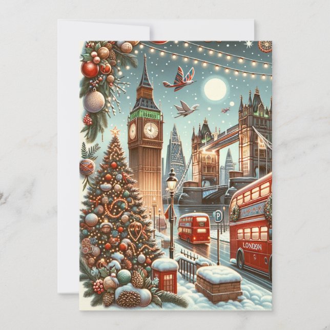 London's Festive Splendor - Vibrant Christmas Card (Front)