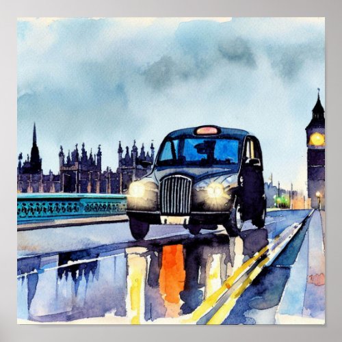  Londons Iconic Black Taxi Cabs B Poster