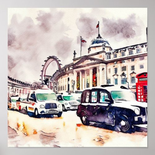  Londons Iconic Black Taxi Cabs D Poster