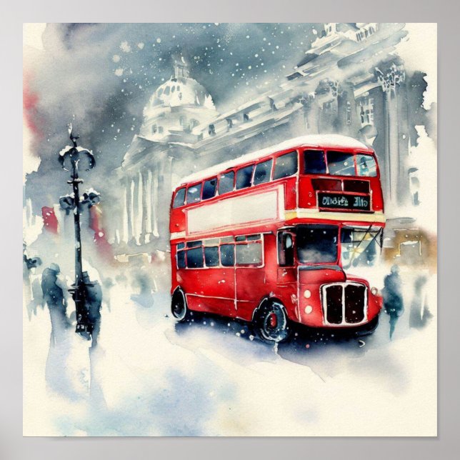  London's Iconic Red Double-Decker Buses, (I) Poster (Front)