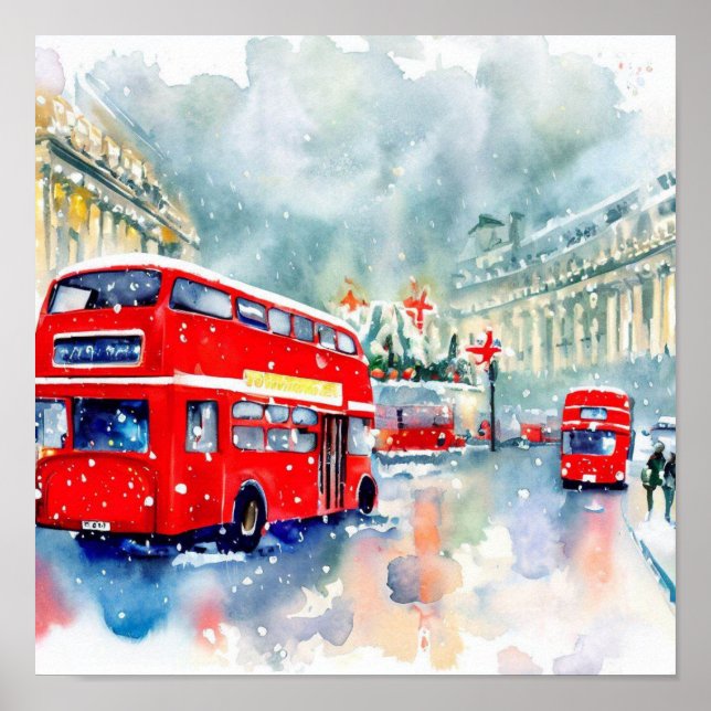  London's Iconic Red Double-Decker Buses, (J) Poster (Front)