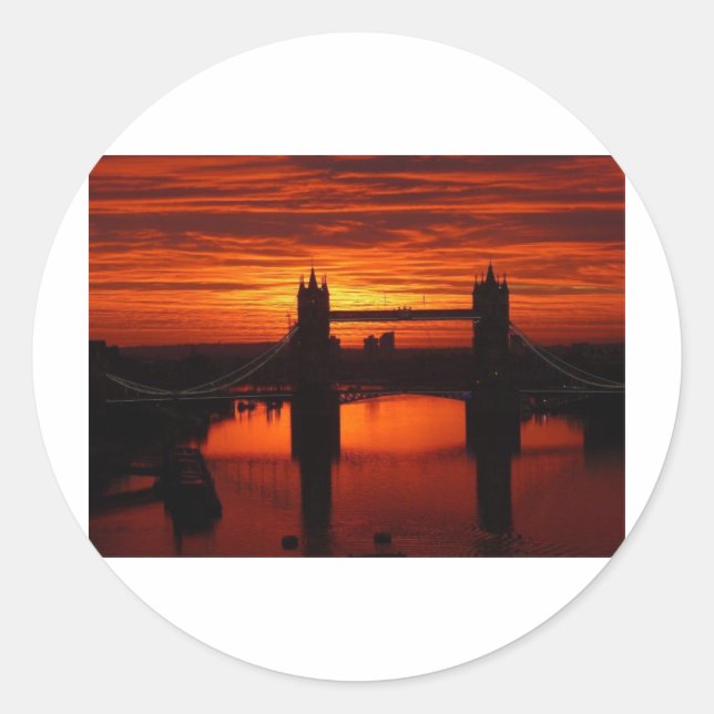 London's Tower Bridge at Daybreak Classic Round Sticker (Front)