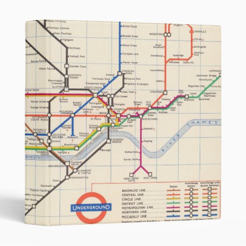 Londons Underground Map 3 Ring Binder