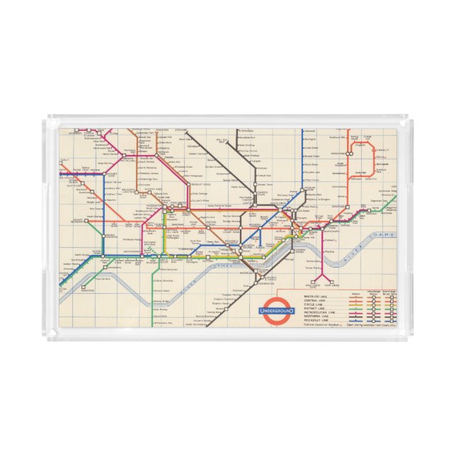 London's Underground Map Acrylic Tray (Front)