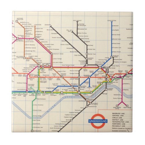 Londons Underground Map Ceramic Tile