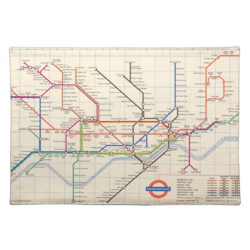 Londons Underground Map Cloth Placemat