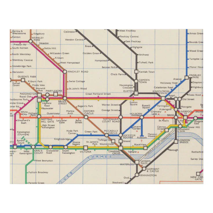 London's Underground Map Faux Canvas Print | Zazzle