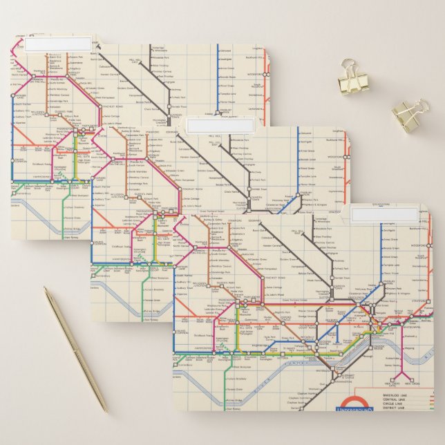 London's Underground Map File Folder (Set)