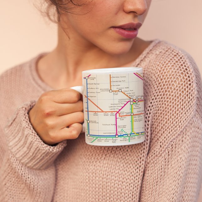 London's Underground Map Giant Coffee Mug (Person holding mug)
