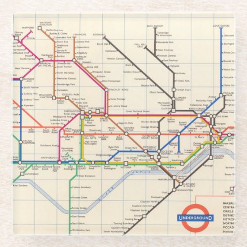 Londons Underground Map Glass Coaster