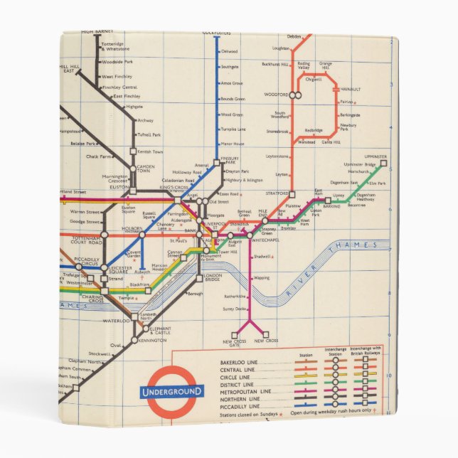 London's Underground Map Mini Binder (Front/Spine)