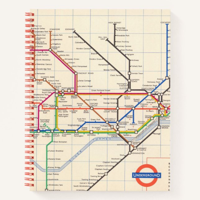 London's Underground Map Notebook (Front)