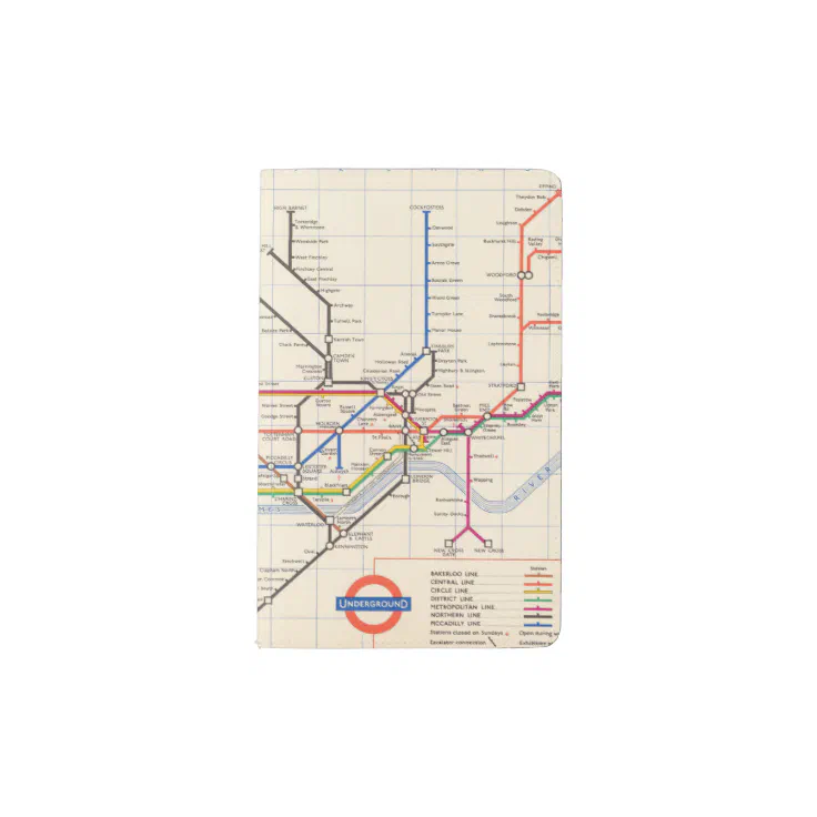 London's Underground Map Pocket Moleskine Notebook | Zazzle