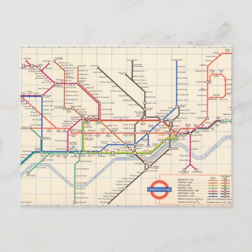 Londons Underground Map Postcard