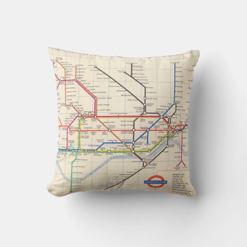 Londons Underground Map Throw Pillow