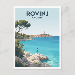 Lone Bay and Rovinj Old Town, Istria, Croatia Postcard